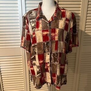 Aria button down patchwork design top